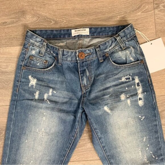 Revolve One Teaspoon Freebirds Skinny Jeans Distressed Zip Ankle low rise - Picture 7 of 16